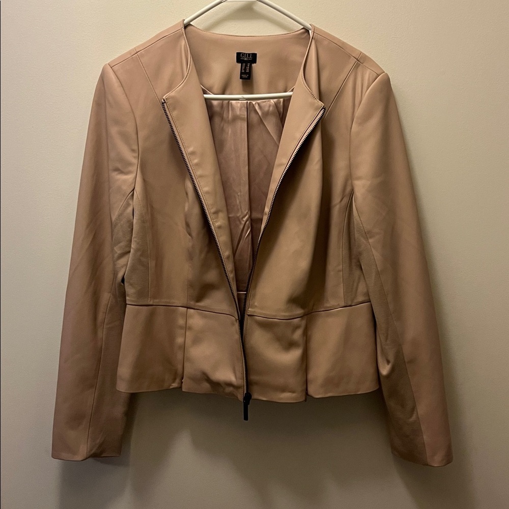 GILI Women's Beige faux leather Blazer size 14 - Picture 7 of 13